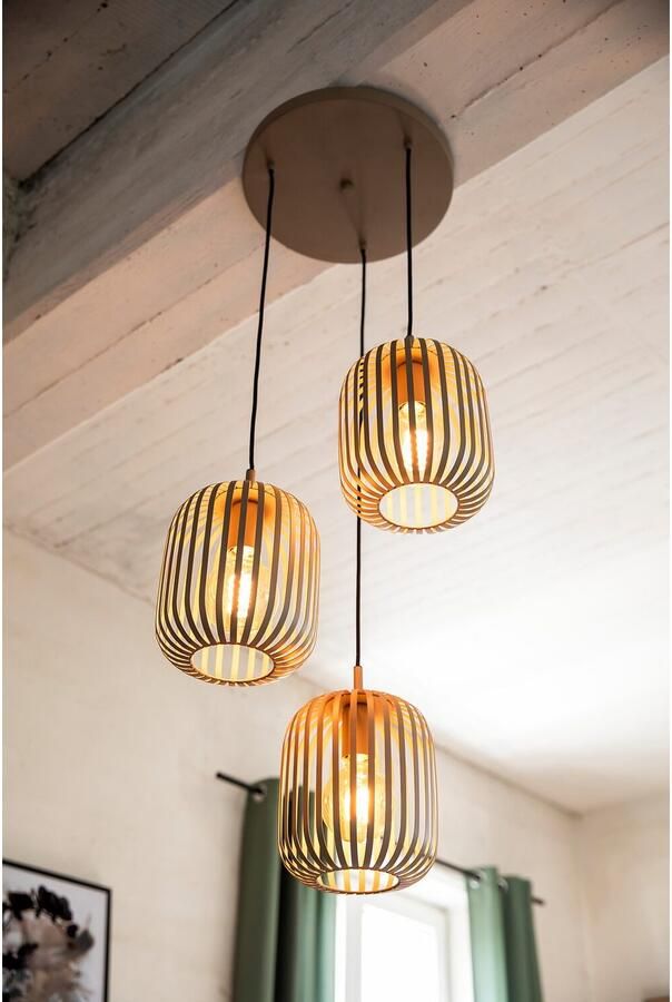 EGLO Hanglamp ROMAZZINA hanglamp eettafellamp zandkleurig metaal E27 Hanglamp woonkamer modern ballonvormige lampenkap 110x46cm (1 stuk) - Foto 6