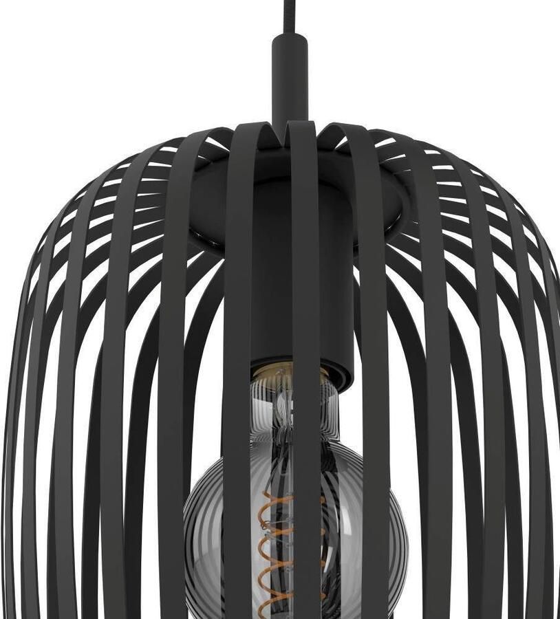EGLO Hanglamp ROMAZZINA hanglamp eettafellamp zandkleurig metaal E27 Hanglamp woonkamer modern ballonvormige lampenkap 110x46cm (1 stuk) - Foto 3