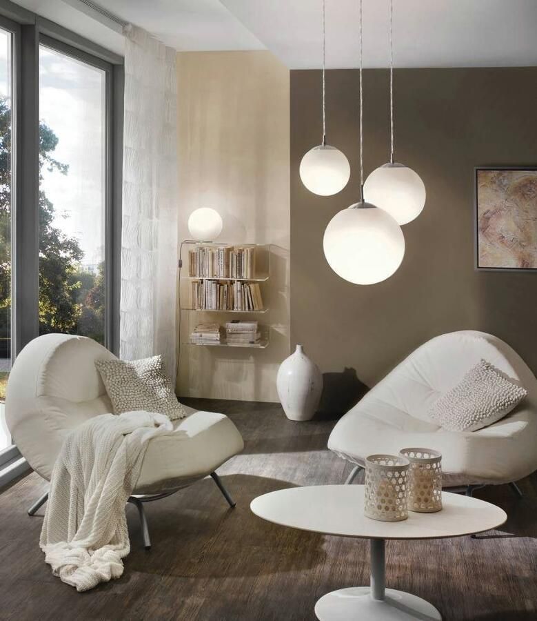 EGLO  Rondo - Hanglamp - 1 Lichts - Ø200mm. -Nikkel-Mat - Wit