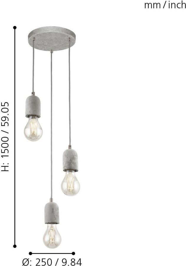 EGLO hanglamp Silvares 3 betonlook Leen Bakker