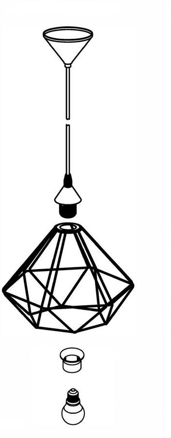 Eglo Vintage Tarbes Hanglamp Draadlamp 1 Lichts Ø325mm. Zwart Koperkleurig - Foto 5