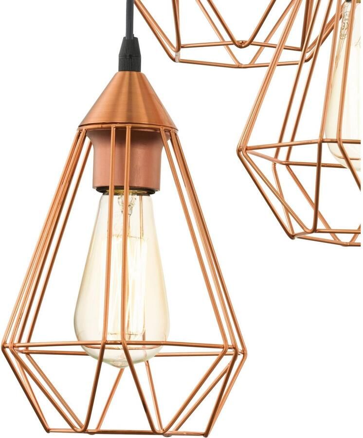 Eglo Tarbes Hanglamp Draadlamp 3 Lichts Ø310mm. Zwart Koperkleurig - Foto 3