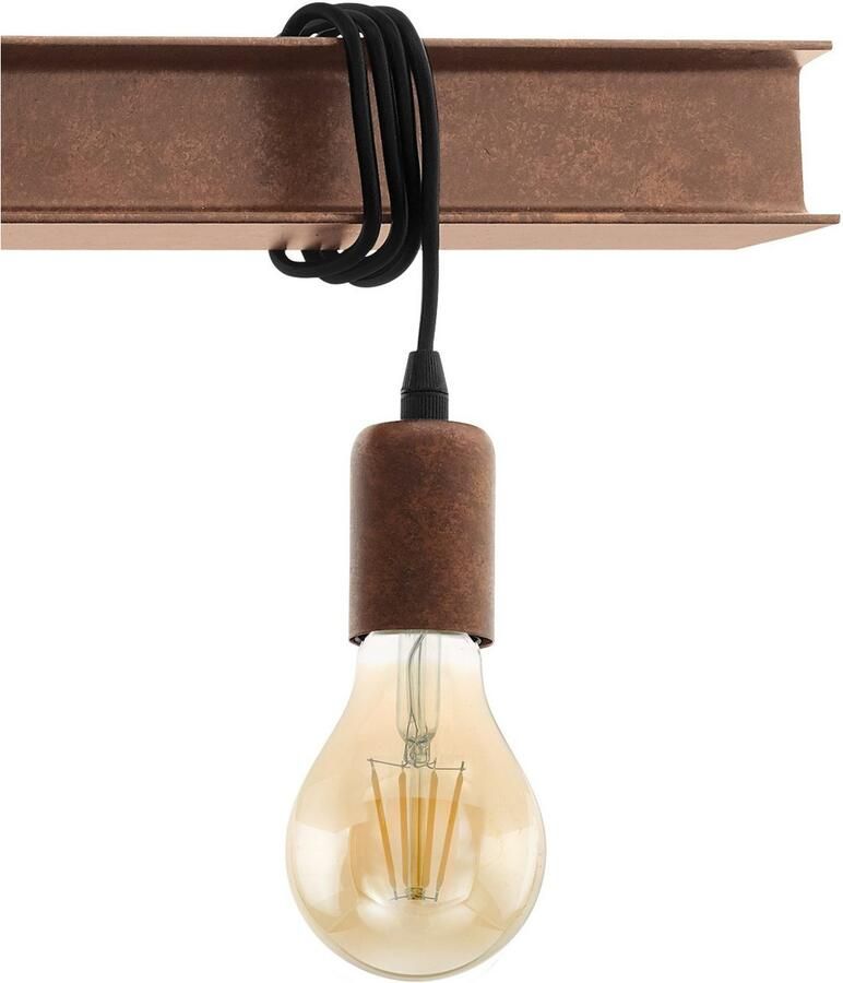 EGLO Hanglamp TOWNSHEND 4 hanglamp staal roestlook retro vintage E27 antiek-bruin metalen balk eetkamer 6 lamps 110x100 5x7cm - Foto 5