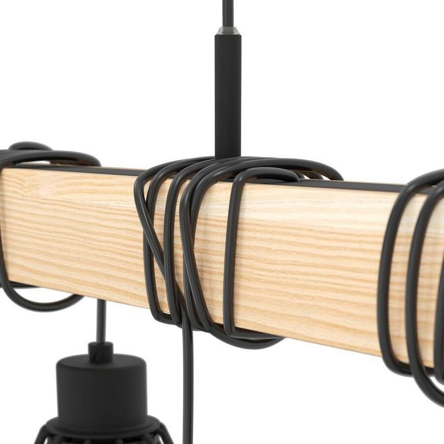 EGLO Hanglamp TOWNSHEND 5 Hanglamp staal en hout E27 IP20 hanglamp lamp (1 stuk)