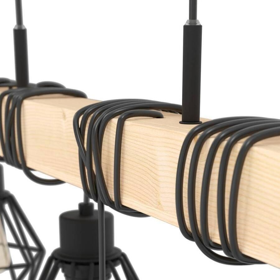 EGLO Hanglamp TOWNSHEND 5 Hanglamp staal en hout E27 IP20 hanglamp lamp (1 stuk)