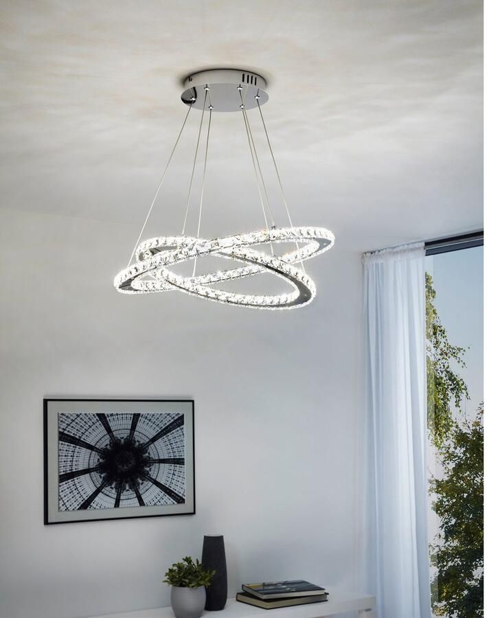 EGLO Hanglamp VARRAZO Hanglamp staal en glas hanglamp eetkamerlamp lamp (1 stuk)