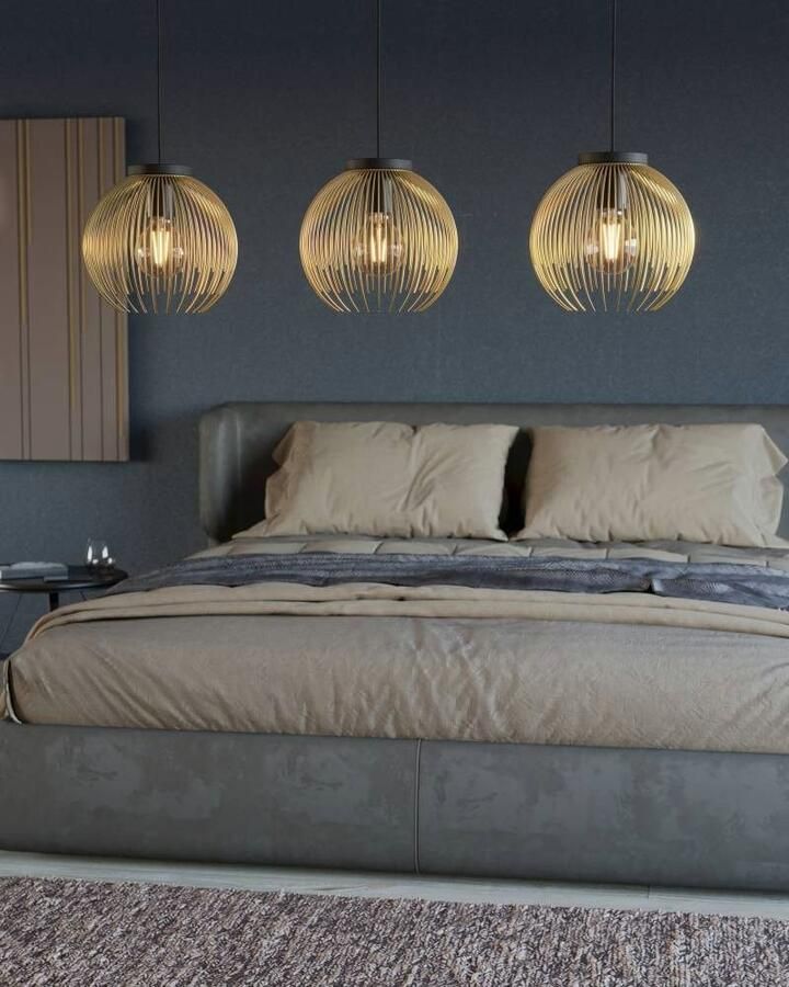 EGLO Hanglamp VENEZUELA hanglamp eettafellamp metaal zwart goud E27 Eettafellamp hanglamp draadscherm 1lamps 110x93 5x23 5xcm (1 stuk) - Foto 3