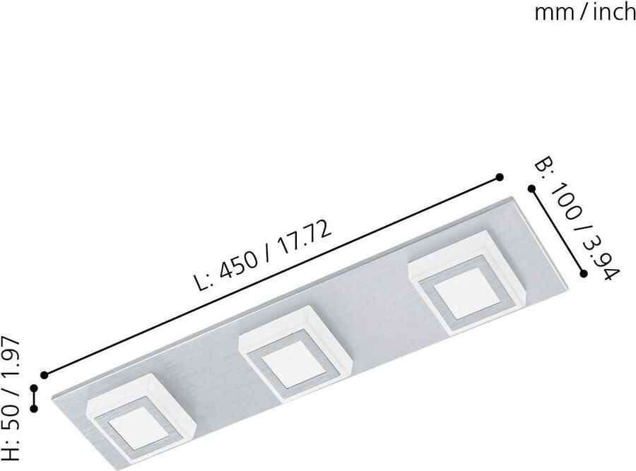 EGLO  Masiano - Plafondlamp - LED - Aluminium-Geborsteld - Gesatineerd
