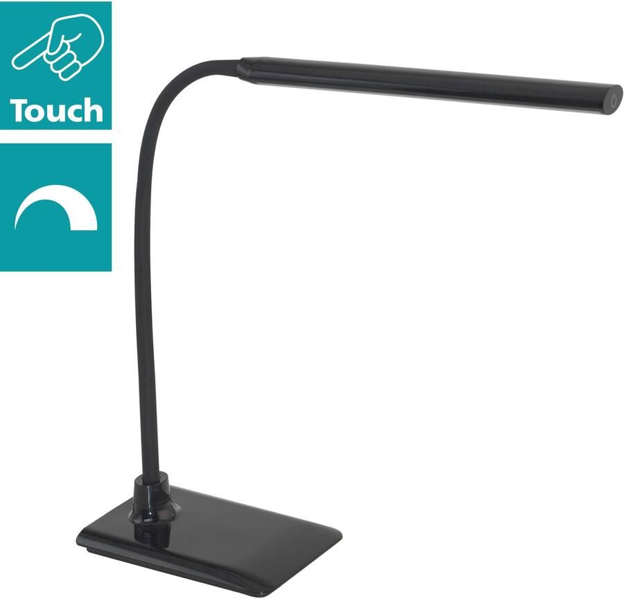EGLO Laroa Tafellamp Leeslamp inclusief LED Hoogte 48 cm Zwart Kantelbaar Draaibaar Touch Dimbaar