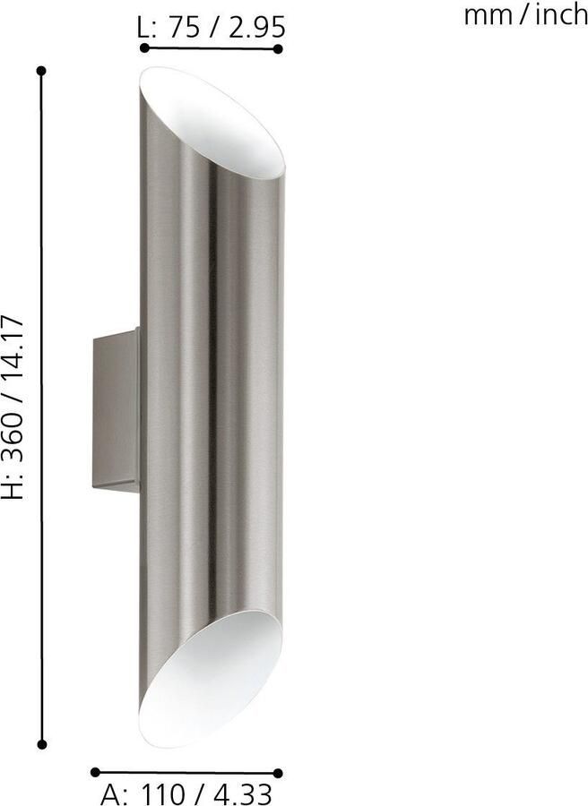 EGLO Led-wandlamp voor buiten AGOLADA zwart l7 5 x h36 cm incl. 2 x led-printplaat buitenlamp (1 stuk)