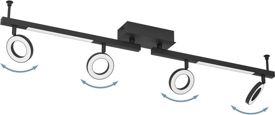 EGLO Ledplafondspots CARDILLIO Plafondspot van aluminium staal 3 2W en 3 3W Warm wit (1 stuk)