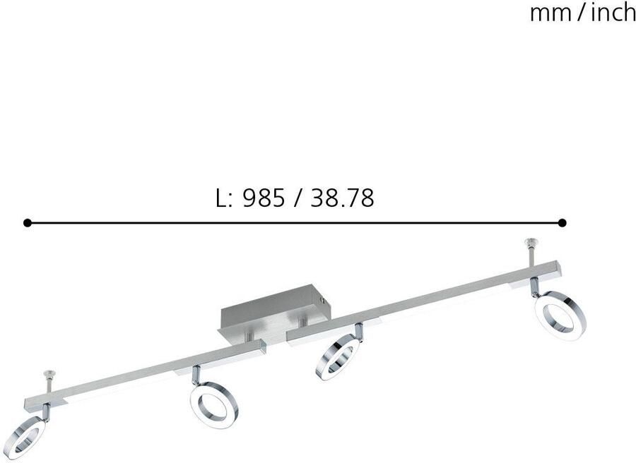 EGLO Ledplafondspots CARDILLIO Plafondspot van aluminium staal 3 2W en 3 3W Warm wit (1 stuk)