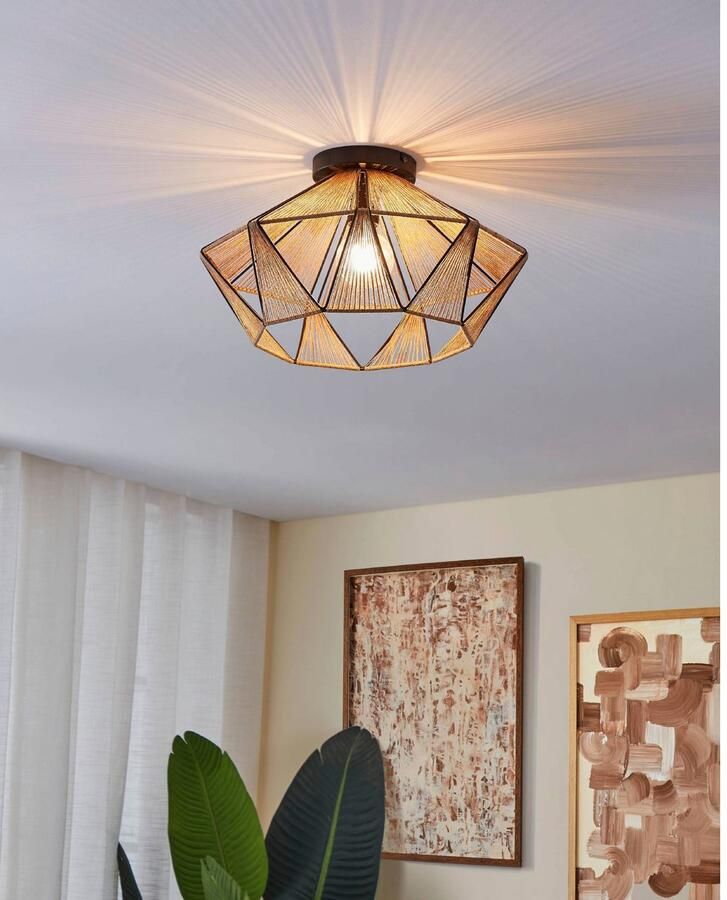 EGLO Plafondlamp ADWICKLE Plafondlamp staal en textiel woonkamerlamp hal lamp (1 stuk)