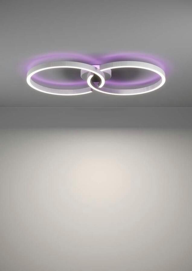 EGLO Plafondlamp AMANDOLO dimbare plafondlamp afstandsbediening metaal rgb-achtergrondverlichting (1 stuk) - Foto 2