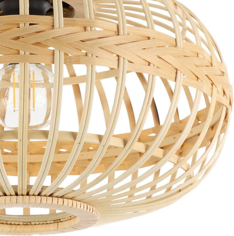 EGLO Plafondlamp AMSFIELD Plafondlamp staal en hout E27 woonkamerlamp hal lamp (1 stuk)