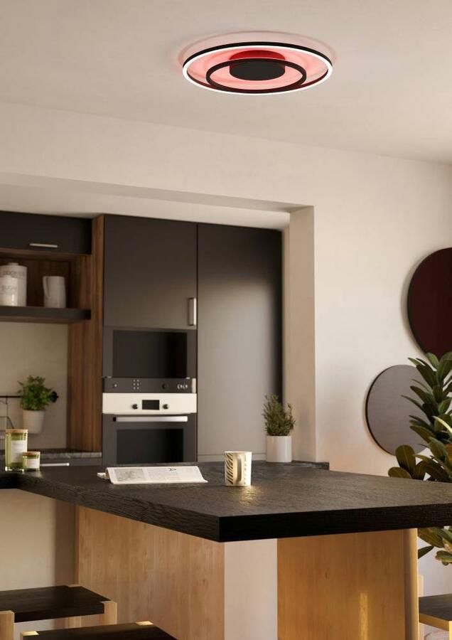 EGLO Plafondlamp CALAGRANO-Z plafondlamp zwart wit ZigBee 3.0 backlight timer App spraakbesturing Alexa ‎‎Ø45cm excl. afstandsbediening Disco-Modus (1 stuk) - Foto 7