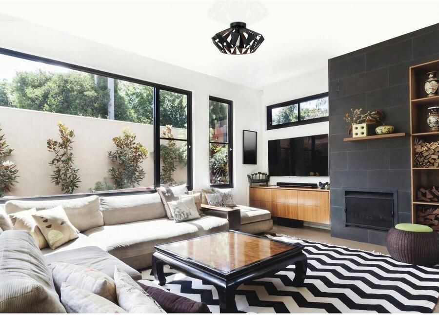 EGLO Plafondlamp CARLTON 6 plafondlamp zwart-koper excl. lichtbron E27 retro Woonkamerlamp eetkamer vintage cut-outs industrieel 23 5x47cm (1 stuk) - Foto 3