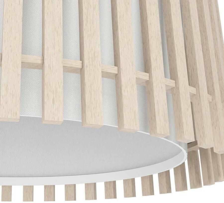 EGLO Plafondlamp FATTORIA Plafondlamp hout textiel in wit lamp plafond E27 fitting Ø 38 cm (1 stuk)