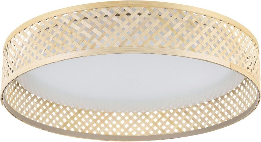 EGLO Plafondlamp LUPPINERIA Plafondlamp kunststof staal en hout IP20 hal lamp (1 stuk)