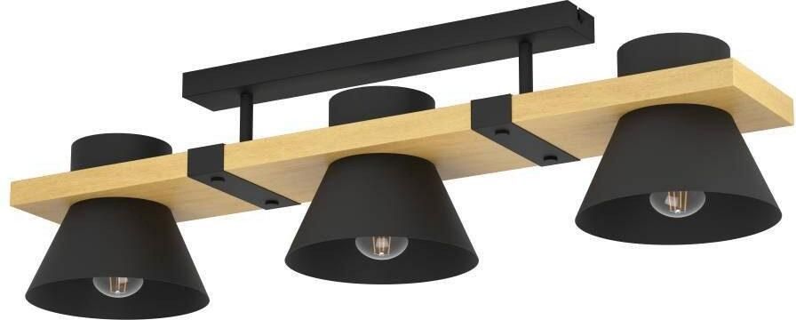 EGLO Plafondlamp MACCLES Plafondlamp woonkamerlamp hout en metaal zwart plafondspot (1 stuk) - Foto 2