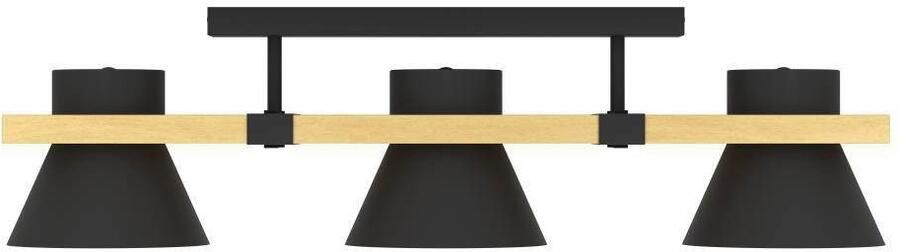 EGLO Plafondlamp MACCLES Plafondlamp woonkamerlamp hout en metaal zwart plafondspot (1 stuk) - Foto 3