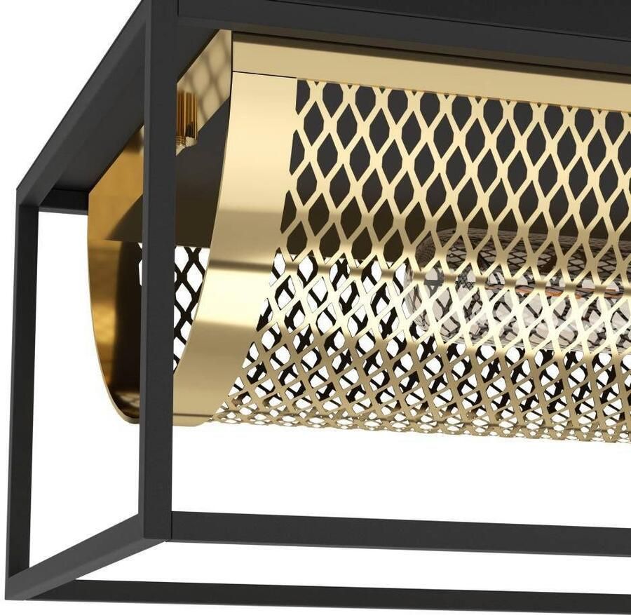 EGLO Plafondlamp NOHALES Plafondlamp woonkamerlamp van metaal in messing en zwart (1 stuk)