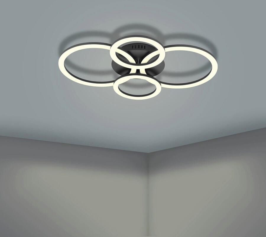 EGLO Plafondlamp PARRAPOS-Z plafondlamp zwart instelbaar wit ZigBee 3.0 disco-modus App spraakbesturing Alexa ‎‎‎‎‎‎‎‎‎45x61 5x8cm excl. afstandsbediening (1 stuk) - Foto 6