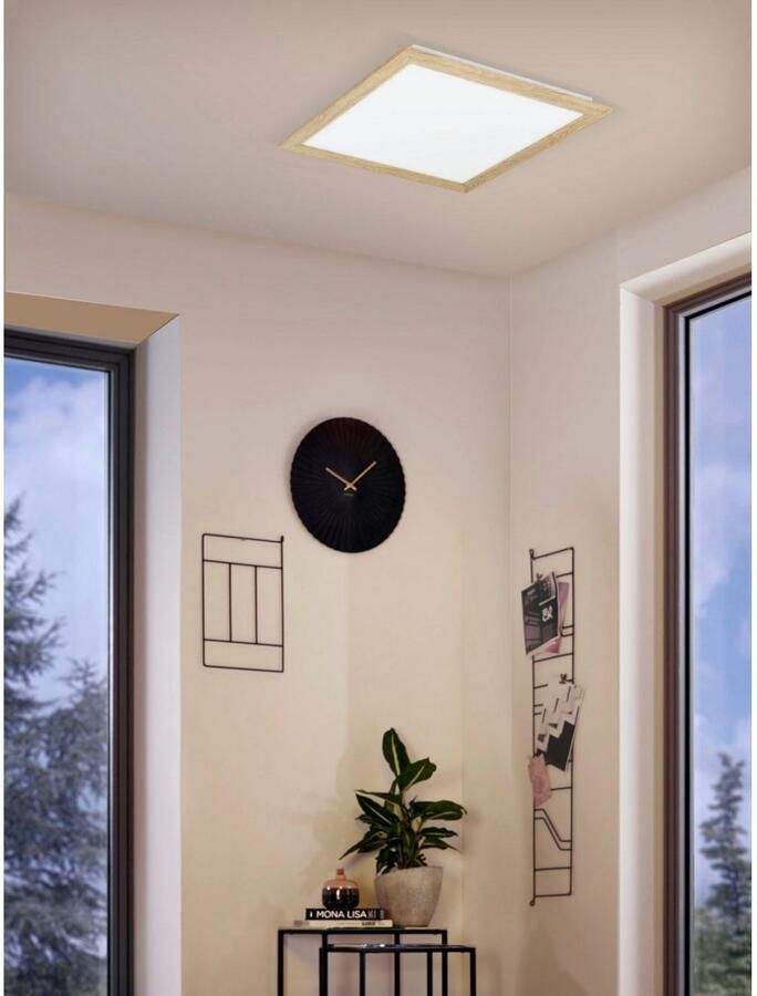 EGLO Plafondlamp PIGLIONASSO Plafondlamp hout kunststof 32W neutraal wit (1 stuk)