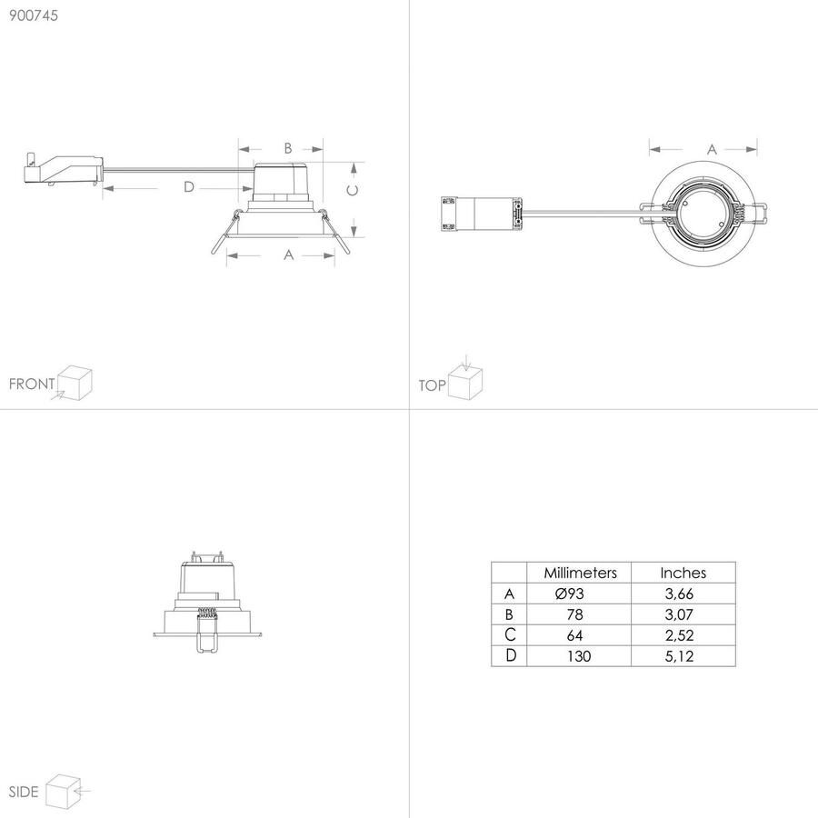 EGLO Plafondlamp SALICETO LED inbouwspot woonkamerlamp 4 2x8 8x4 2cm uitsnede 6 8cm (1 stuk)