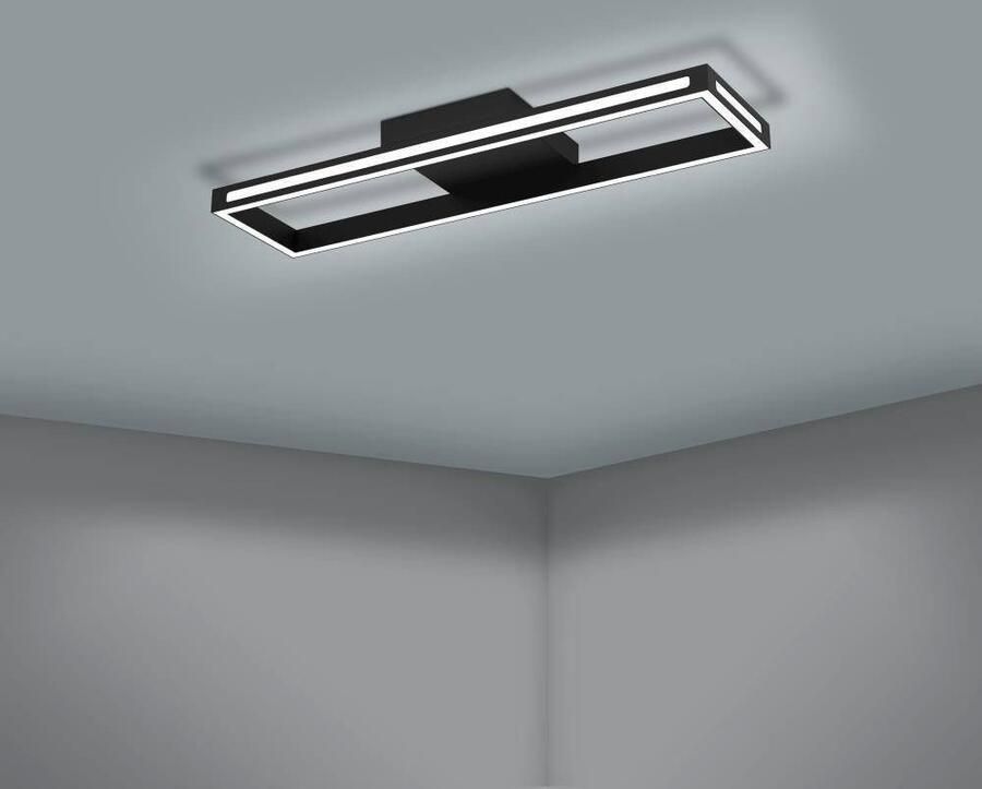EGLO Plafondlamp SALVILANAS-Z App en spraakbesturing Alexa dimbaar metalen plafondlamp zwart (1 stuk)