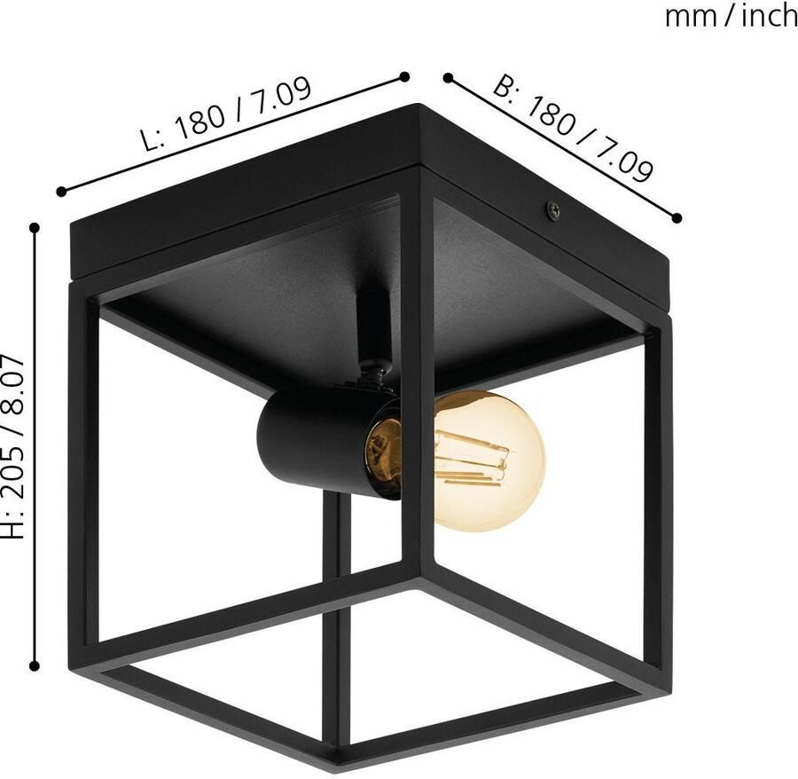 EGLO Plafondlamp SILENTINA Wand- plafondlamp zwart lamp excl. (1 stuk)