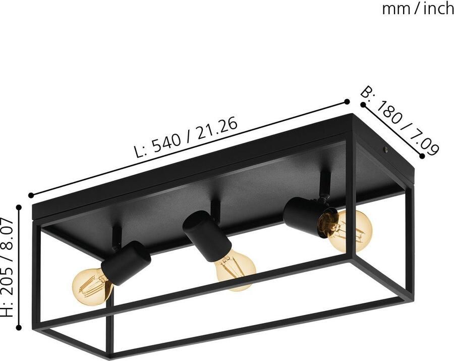 EGLO Plafondlamp SILENTINA Wand- plafondlamp zwart lamp excl. (1 stuk)