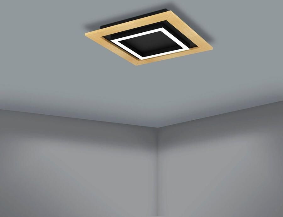 EGLO Plafondlamp TIRRENARA Plafondlamp staal hout en kunststof hal lamp (1 stuk)