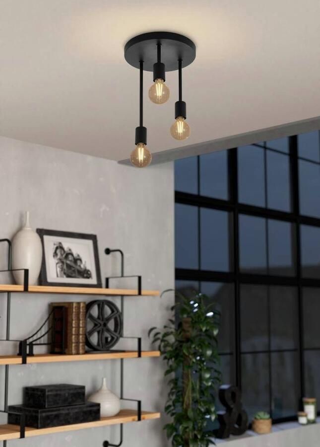 EGLO Plafondlamp WILMCOTE Plafondlamp E27 staal woonkamerlamp industrieel lamp (1 stuk) - Foto 4