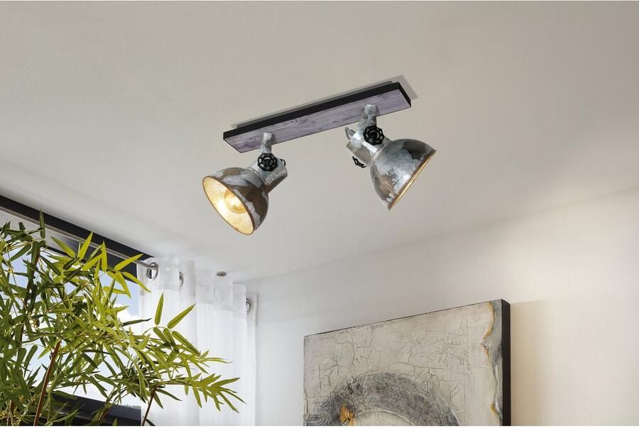 Eglo Barnstaple wandlamp 2-lichts E27 bruin-patina zwart oud-zink-look