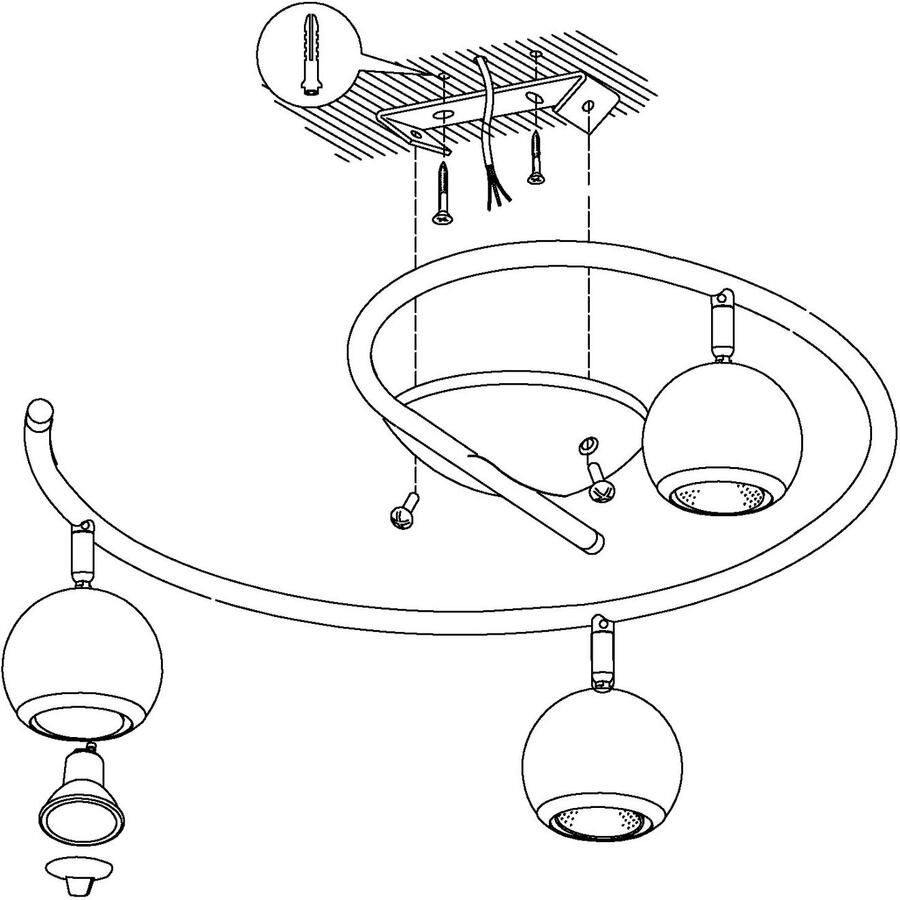 EGLO Plafondspot BIMEDA Plafondspot GU10 IP20 staal plafondlamp woonkamerlamp