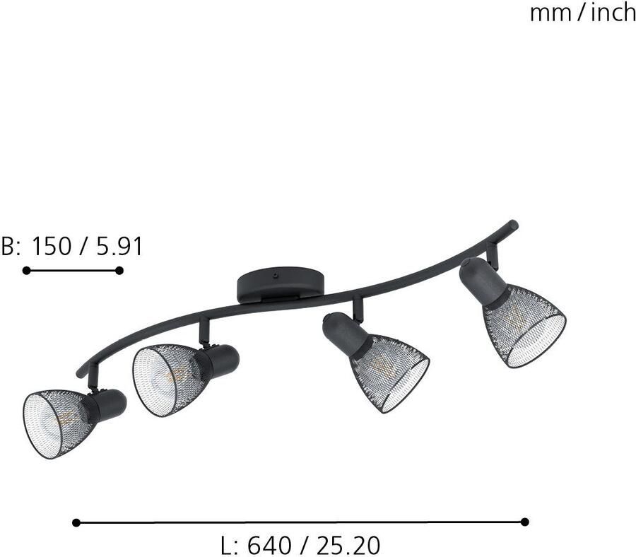 EGLO Plafondspot CAROVIGNO Plafondspot staal E14 IP20 woonkamerlamp hal lamp