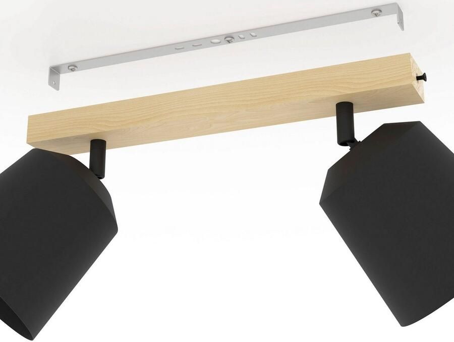 EGLO Plafondspot COTORRO Plafondspot in bruin en zwart van hout staal excl. E27 25W (1 stuk)