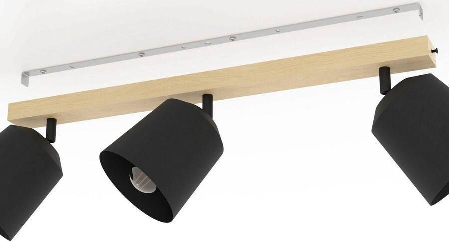 EGLO Plafondspot COTORRO Plafondspot in bruin en zwart van hout staal excl. E27 3X25W (1 stuk)