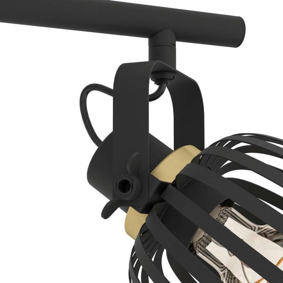 EGLO Plafondspot GIRONA Plafondspot staal IP20 E27 woonkamerlamp hal lamp Spot L44 x B19 x H15 cm zwart messing-geborsteld 2X40W excl. (1 stuk)