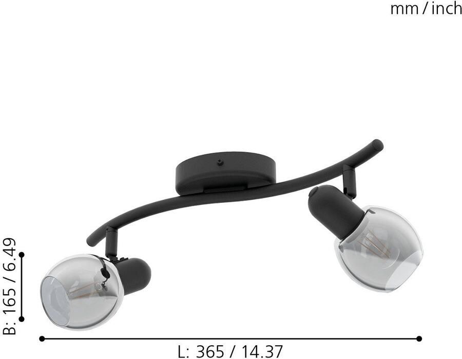 EGLO Plafondspot POLLICA Plafondspot E14 IP20 staal glas woonkamerlamp lamp