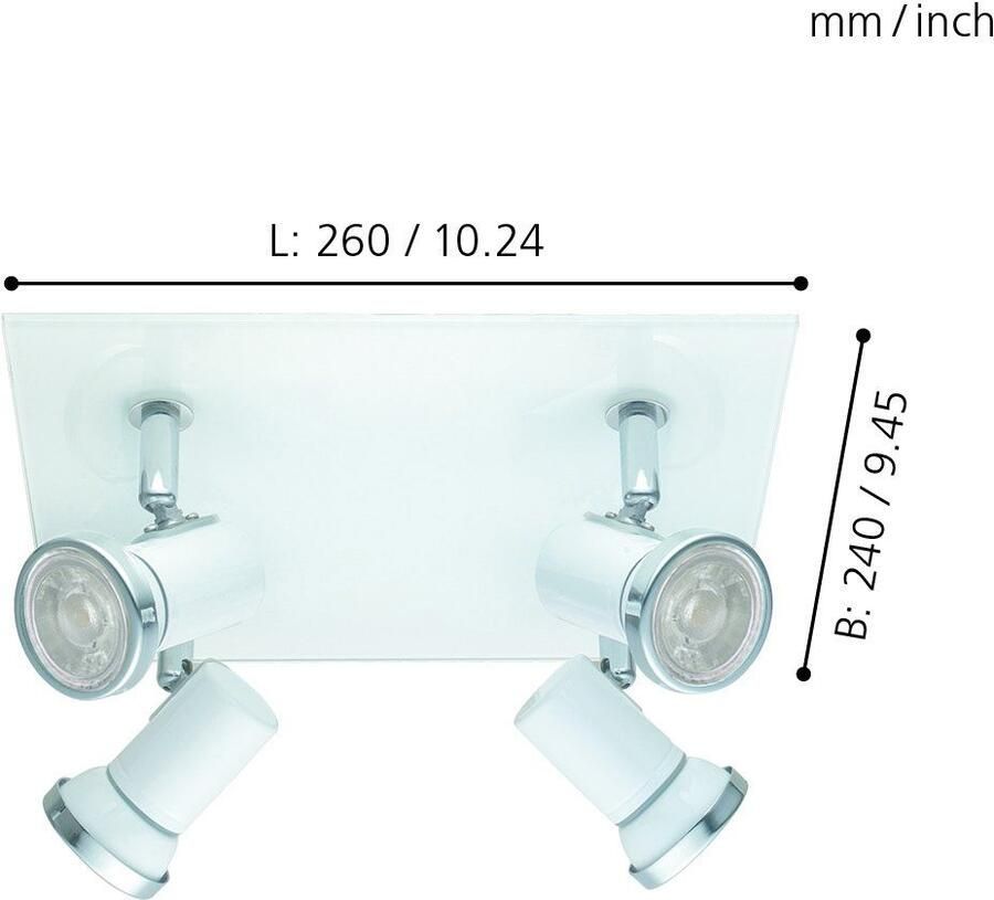 EGLO Plafondspot TAMARA 1 Plafondspot staal en glas GU10 IP44 badkamerlamp