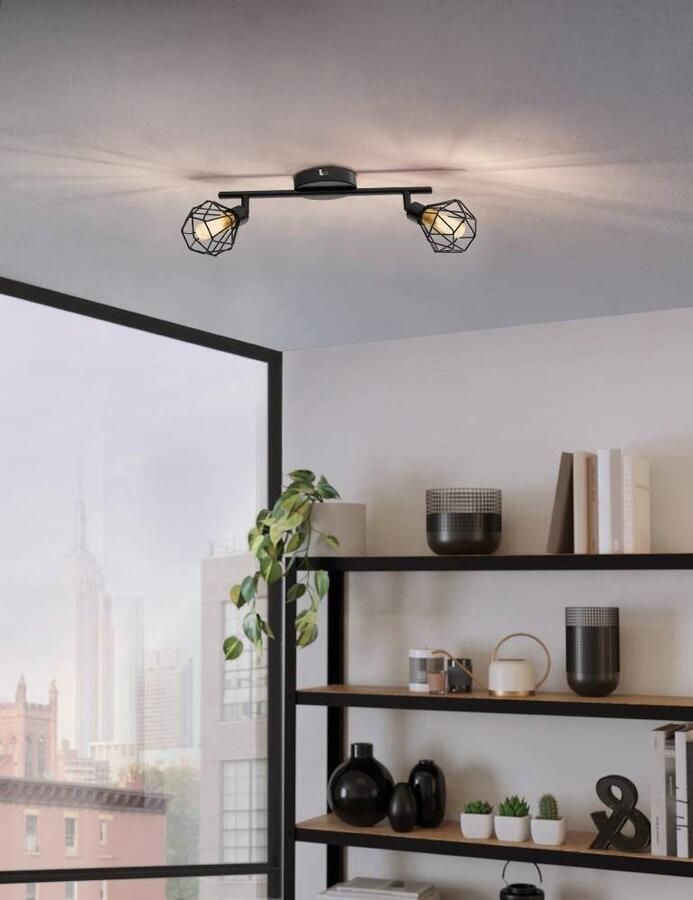 EGLO Plafondspot ZAPATA 1 Plafondlamp plafondspot van staal zwart glas: amber fitting: G9 (1 stuk)