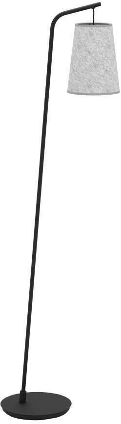 EGLO Staande lamp ALSAGER Vloerlamp metaal in zwart grijs vilt E27 fitting 170 cm (1 stuk)