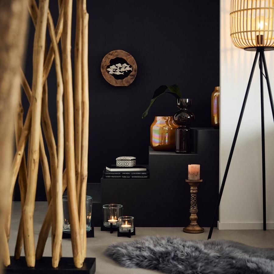 EGLO Staande lamp BORDESLEY Staande lamp vintage staal en hout E27 woonkamerlamp