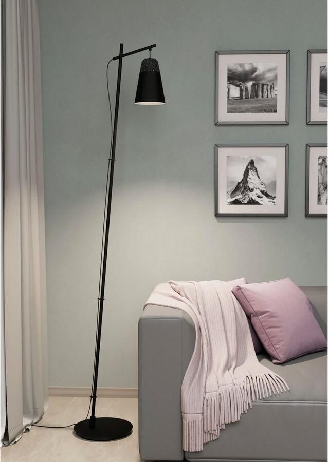 EGLO Staande lamp CANTERRAS Vloerlamp in zwart van staal excl. E27 1X40W (1 stuk)
