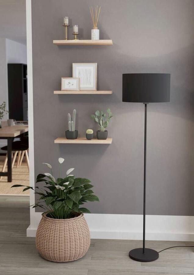 EGLO Staande lamp MASERLO 1 Vloerlamp van staal en textiel in zwart met voetknop E27 (1 stuk) - Foto 3