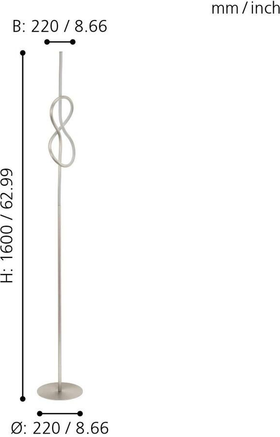 EGLO Staande lamp NOVAFELTRIA Vloerlamp nikkel-mat en wit lamp met voetenschakelaar (1 stuk)