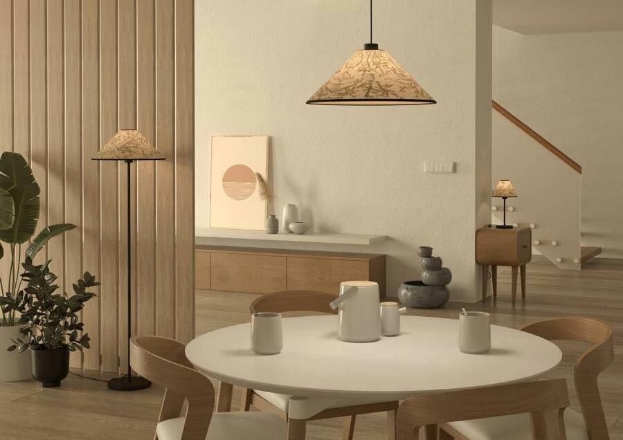 EGLO Staande lamp OXPARK Vloerlamp textiel met bamboe bladeren woonkamer (1 stuk)