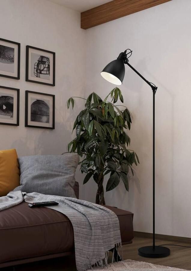 EGLO Staande lamp PRIDDY vloerlamp staande lamp staal zwart E27 industrieel - Foto 7